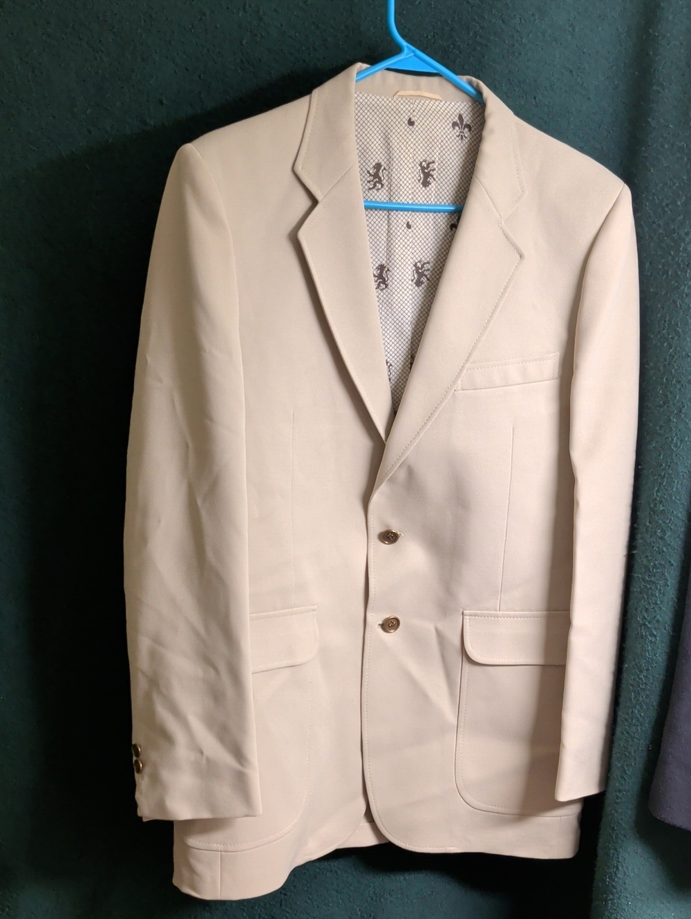 Men's Cream Single-Breasted Blazer - Classic Two-Button Sport Coat